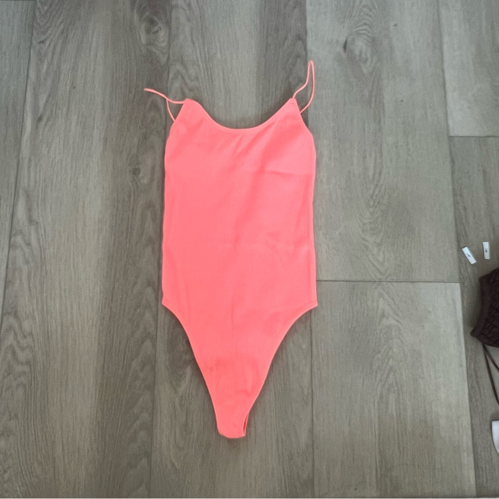 Aritzia Sunday Best Coral Neon Bodysuit